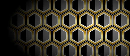 Abstract Technology background with gold hexagons. Luxurious backdrop. Modern vector texture...