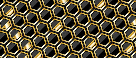Abstract Technology background with gold hexagons. Luxurious backdrop. Modern vector texture...