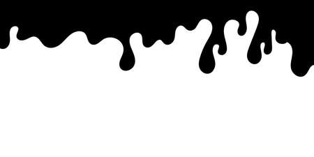 Drip of oil, sauce or paint isolated on white background. Black slime drips over a white background.のイラスト素材