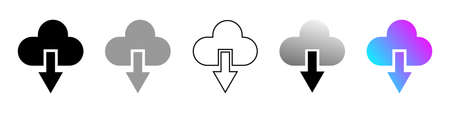 Set of cloud vector icons. Download symbol. Modern icons vector illustration isolated on white background.のイラスト素材