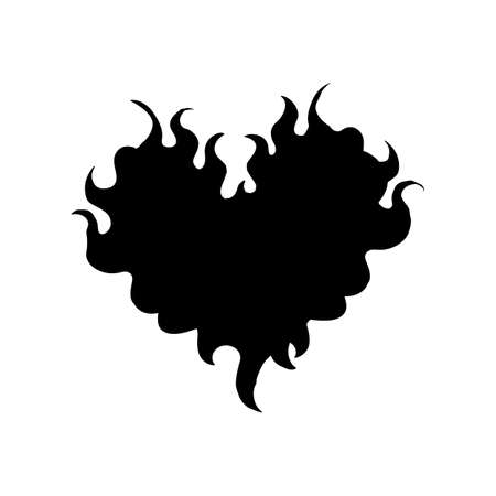 Fiery heart in a trendy gothic style. T-shirt print for Horror or Halloween. Hand drawing illustration isolated on white background.のイラスト素材