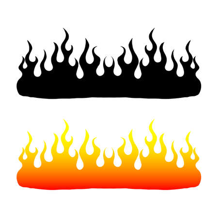 Fire icon. Fire sticker. Hand drawing illustration isolated on white background. Vector EPS 10のイラスト素材
