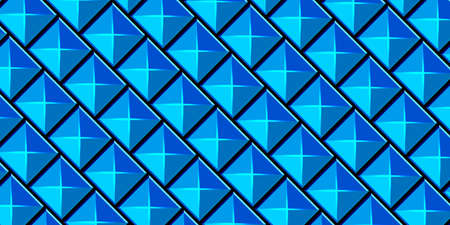 Blue pyramids, geometric mesh background. Dark blue horizontal backdrop. Modern abstract luxury...