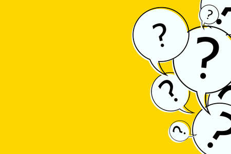 Speech bubbles with question marks on a yellow background. Abstract vector illustration. EPS 10のイラスト素材