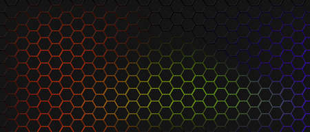 Dark gray technology hexagonal background. Abstract black pattern of hexagons with gradient...