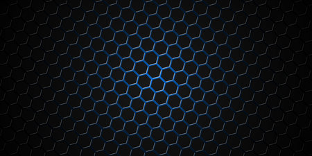 Abstract black and blue hexagon background with shadow. Hi-tech futuristic background. Modern futuristic vector texture. EPS 10のイラスト素材