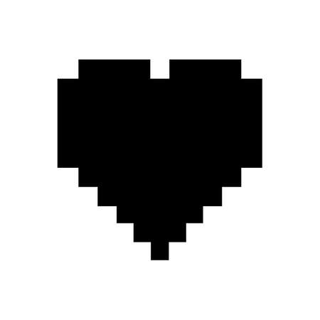 Pixel heart pictogram, icon or logo. Vector illustration isolated on white background.のイラスト素材