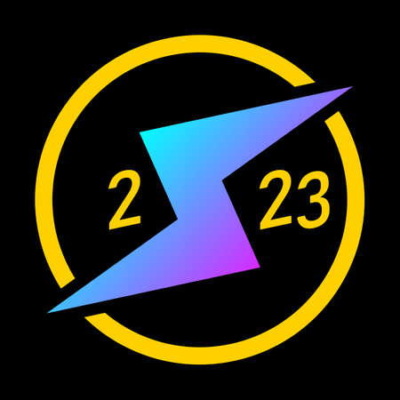Concept of Happy New Year 2023 numbers in modern neon gradient style. 2023 numbers  icon or...