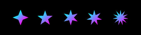 Set of different Star trendy gradient vector icon, pictogram  isolated on black background.のイラスト素材