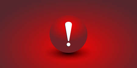 Red emergency warning icon symbol and alert security. Caution message or exclamation danger safety sign. Sign with shadow isolated on green background. Vector EPS 10のイラスト素材