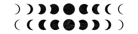 Moon phases flat icon illustration isolated on background.