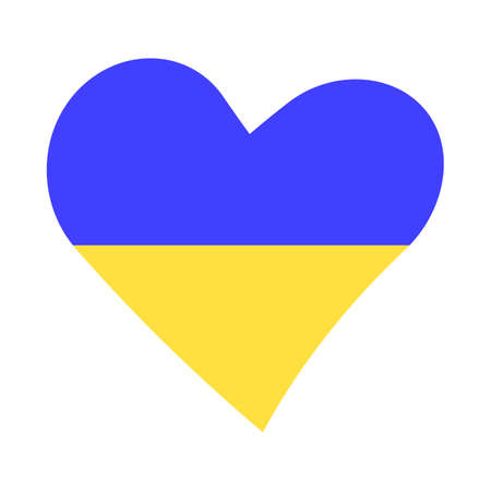 Ukrainian flag in the heart icon. Russia Ukraine Conflict. Vector isolated on white background.のイラスト素材