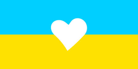 White heart peace on Ukraine flag. vector illustration background.のイラスト素材