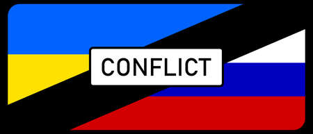 Russian and Ukrainian flag background. Conflict between Russia and Ukraine war concept. Vector background illustration EPS 10のイラスト素材