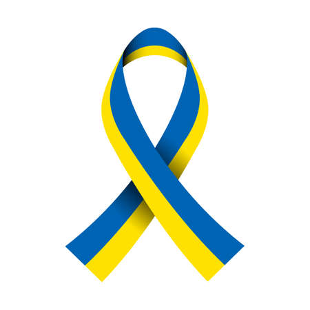 Ribbon in the colors of Ukraine. Vector illustration isolated on white background.のイラスト素材