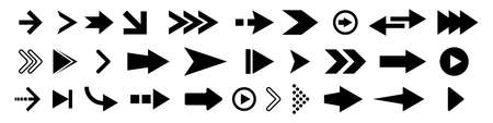 Black arrow icon set. Vector icons isolated on white background.