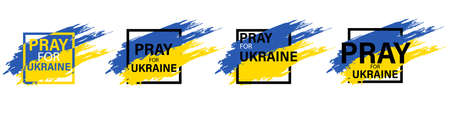 Pray for Ukraine. Ukraine flag praying concept in brush stroke effect. Ukraine banner. Vector illustration EPS 10のイラスト素材