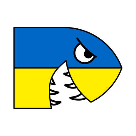 Bullet icon illustration in Ukrainian colors. comic style. T-shirt print illustration isolated on white background. Vector EPS 10.のイラスト素材