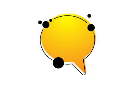 Empty sign speech bubble in memphis style. Modern yellow sign vector illustration isolated on white...