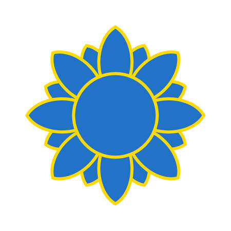 Ukrainian sunflower illustration. Ukrainian flower icon in yellow and blue colors isolated on white background. Vector EPS 10のイラスト素材