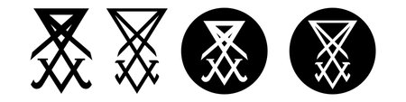 Sigil of Lucifer icon, sticker or t-shirt print design illustration in Gothic style isolated on white background. Vector EPS 10のイラスト素材
