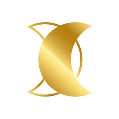 Magic gold moon. Graphic elements for astrology. Golden moon icon illustration isolated on white background. Vector EPS 10のイラスト素材
