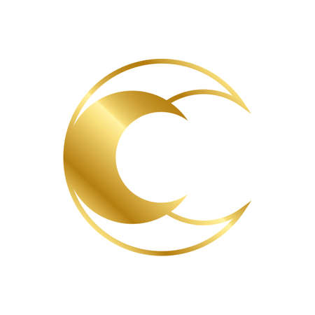 Magic gold moon. Graphic elements for astrology. Golden moon icon illustration isolated on white background. Vector EPS 10のイラスト素材