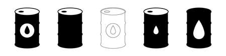 Oil drum container, barrel icon for apps and websites. Vector icon isolated on white background.のイラスト素材