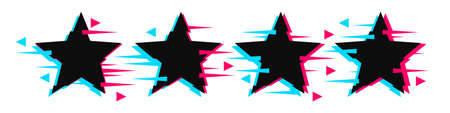 Rate us concept - Glitch star rating isolated on white background. Flat glitch icon for apps and websites. Vector EPS 10のイラスト素材