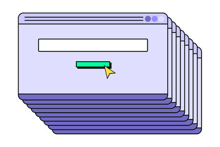 Web banner template in retro computer interface style. Retrowave design for mail marketing. 90s browser tab. Vector illustration isolated on white background.のイラスト素材