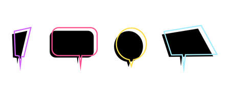 Speech bubbles set in flat style. Vector illustration isolated on white background.