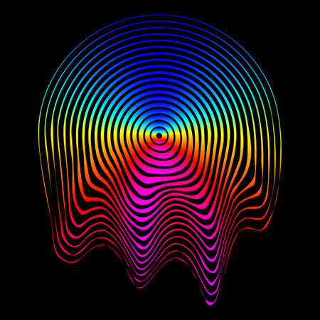 Circle design shape with glitch and liquid. Retro Futurism shapes Vaporwave, synthwave. Trendy design elements for t-shirt and merch. vector illustration.のイラスト素材