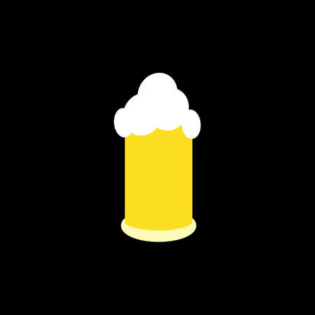 beer glass. alcohol. Beer glass with foam for design vector illustration in flat style isolated on black background.のイラスト素材