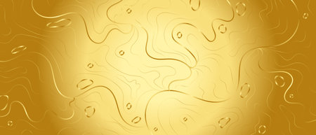 golden wavy lines background. Abstract luxury golden wallpaper. Art deco pattern, Vip invitation background texture for print, fabric, packaging design, invite. Vintage vector illustrationのイラスト素材
