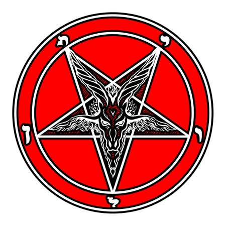 The Sigil of Baphomet. Goat pentagram illustration isolated on white background. Vectorのイラスト素材
