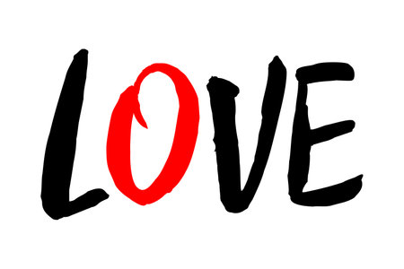 Love text design for Valentine's day. Vector illustration isolated on white background.のイラスト素材