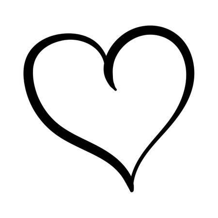 heart line art style. Heart for Valentine's Day. Vector hand-drawn illustration isolated on white background.のイラスト素材