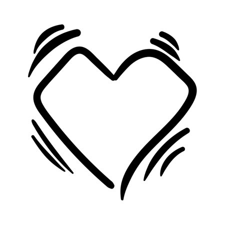 heart line art style. Heart for Valentine's Day. Vector hand-drawn illustration isolated on white background.のイラスト素材