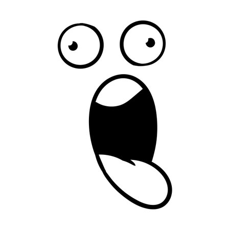 funny emotion. cartoon expression. line art. Vector hand-drawn illustration isolated on white background.のイラスト素材