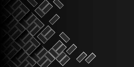 Black ceramic pattern texture. Dark tile wall background. Retro rectangle brick wall. abstract wallpaper. Modern horizontal background Vector EPS 10のイラスト素材