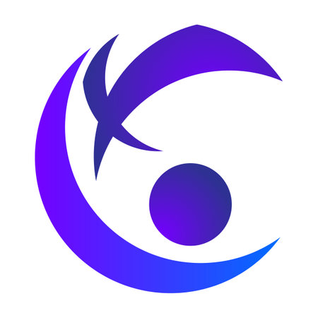 Abstract circular logo design. modern icon. Round shape with blue purple gradient. Vector illustration isolated on white background.のイラスト素材