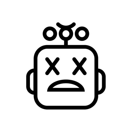 Cute robot line icon. chatbot face robot. Modern vector icon isolated on white background.のイラスト素材