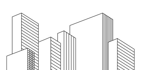 architectural background. Tall buildings line art banner for website header template. modern horizontal background. abstract wallpaper. Vector EPS 10のイラスト素材