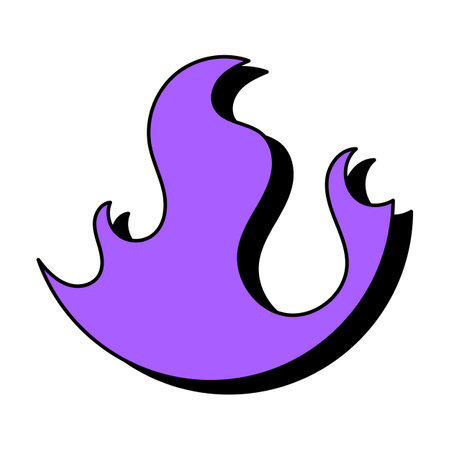 Flaming emblem for your design. purple fire icon. Abstract shape isolated on a white background.のイラスト素材