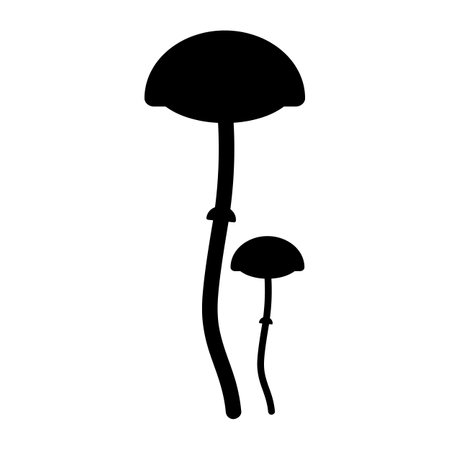 Mush room icon. Poisonous and edible mushroom black silhouette. Vector isolated on background.のイラスト素材