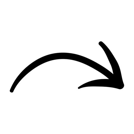 Arrow mark icon. hand drawn arrow illustration. Vector isolated on white background.のイラスト素材