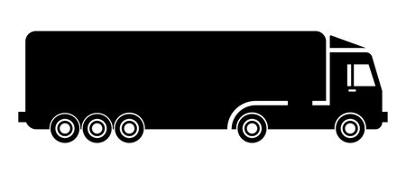 Truck black icon. Cargo truck icon. delivery symbol. Vector illustration isolated on white background.のイラスト素材