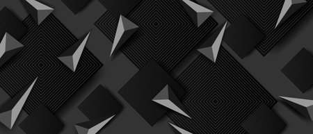 Abstract triangles pattern luxury dark background. Banner with geometric shapes. Vector EPS 10のイラスト素材