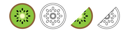 Kiwi fruit flat icon. Kiwi illustration for design isolated on white background. Vectorのイラスト素材