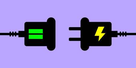 Electric socket with a plug. Connect and disconnect concept banner or background. Modern background vector illustration.のイラスト素材